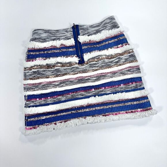 Anthropologie Moulinette Soeurs Erine beaded mixed material fall mini skirt 2 - Picture 4 of 12